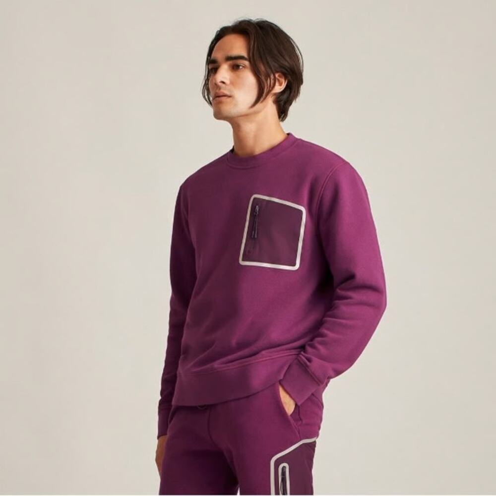 Bonobos Fielder Purple Sweatshirt‎ Zip Pocket Loungewear Crew Neck Men's XL